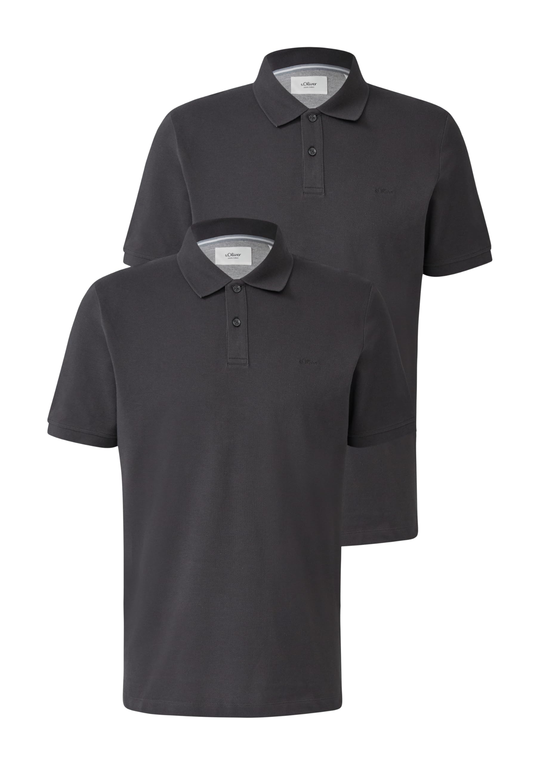 s.Oliver Herren Poloshirt aus Piqué mit Logo im Doppelpack Polohemd