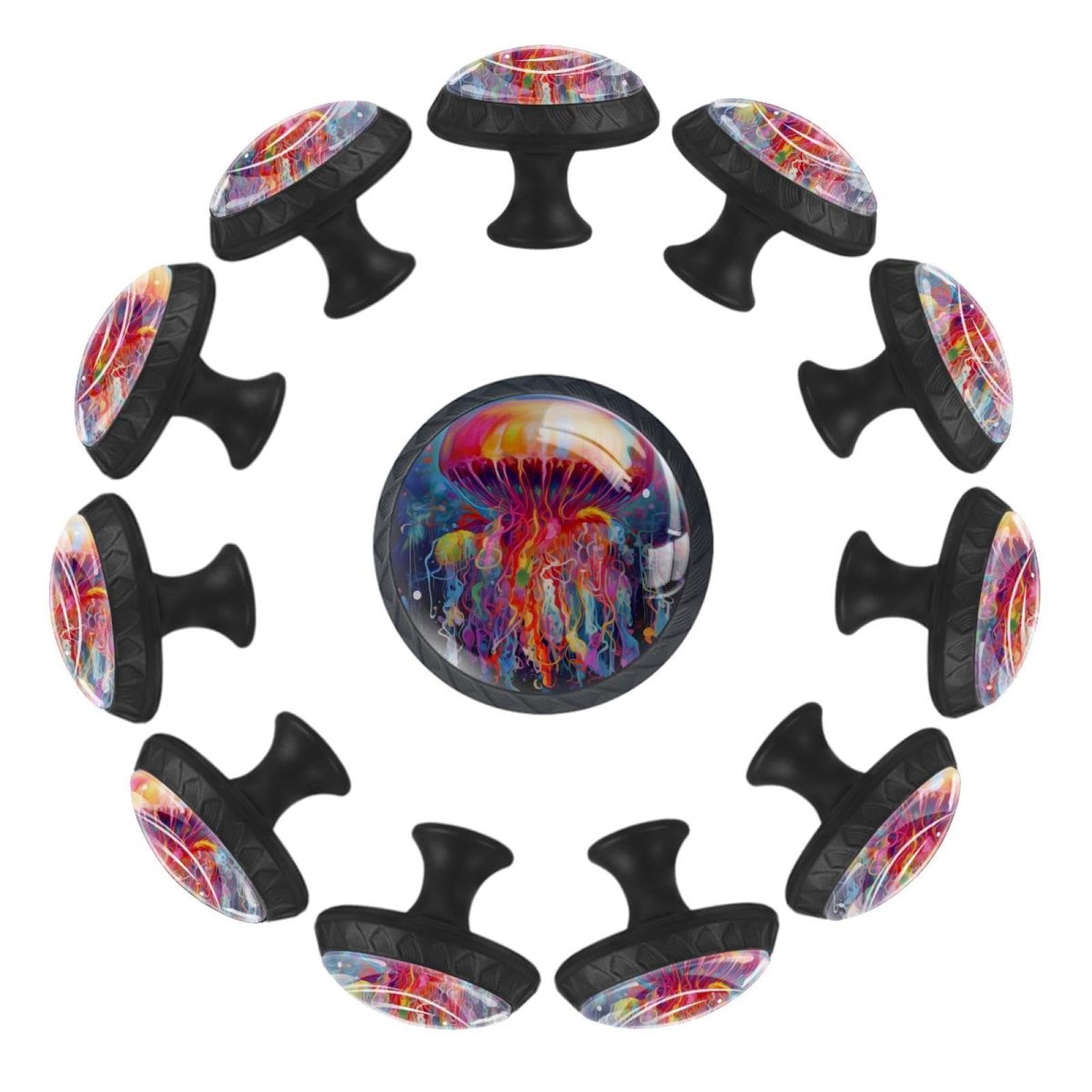 Boutons de tiroir en verre de cristal haut de gamme motif Art Jellyfish