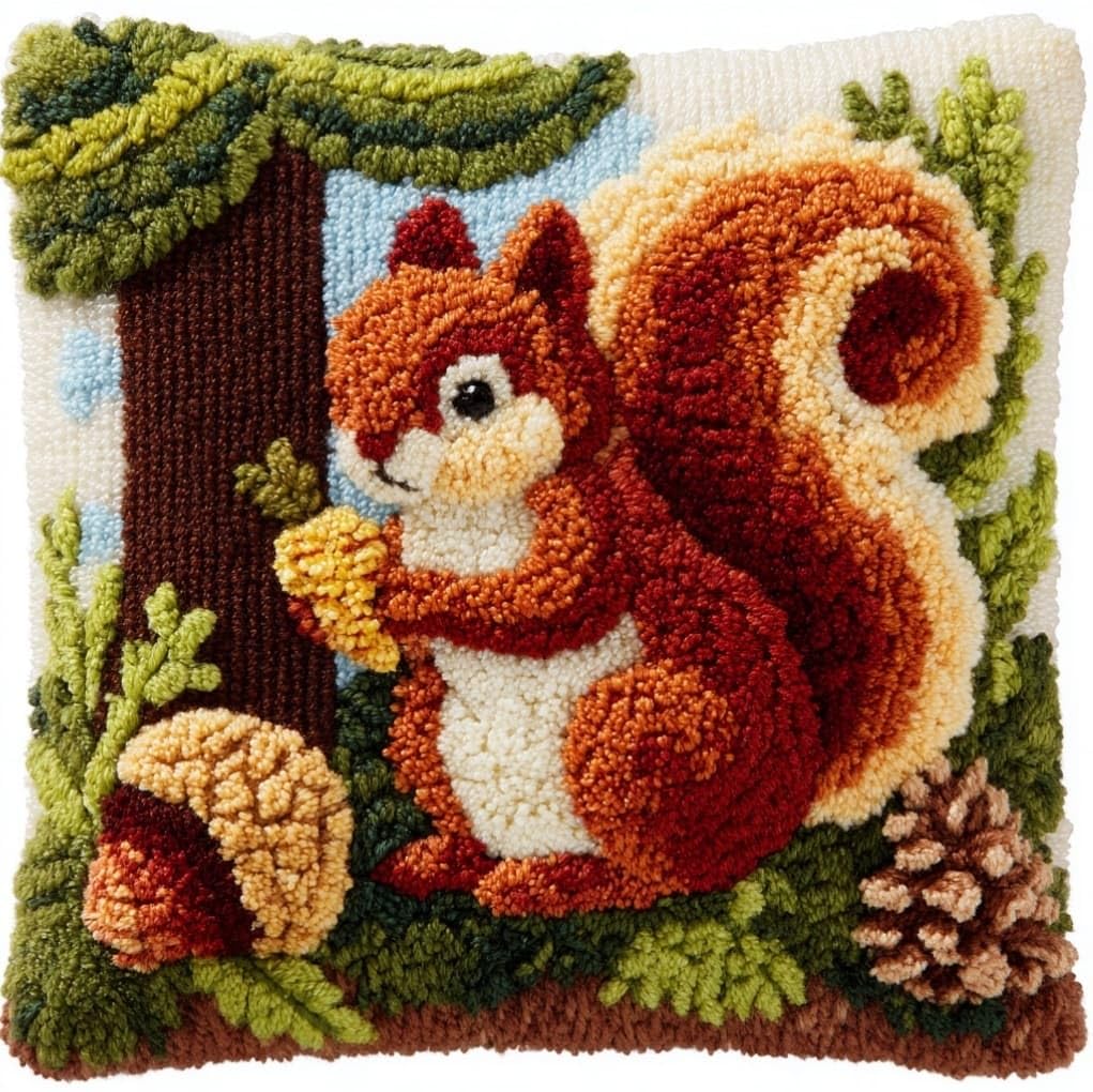 AxiangziK Latch Hook Kits 17x17in,Animal Squirrel
