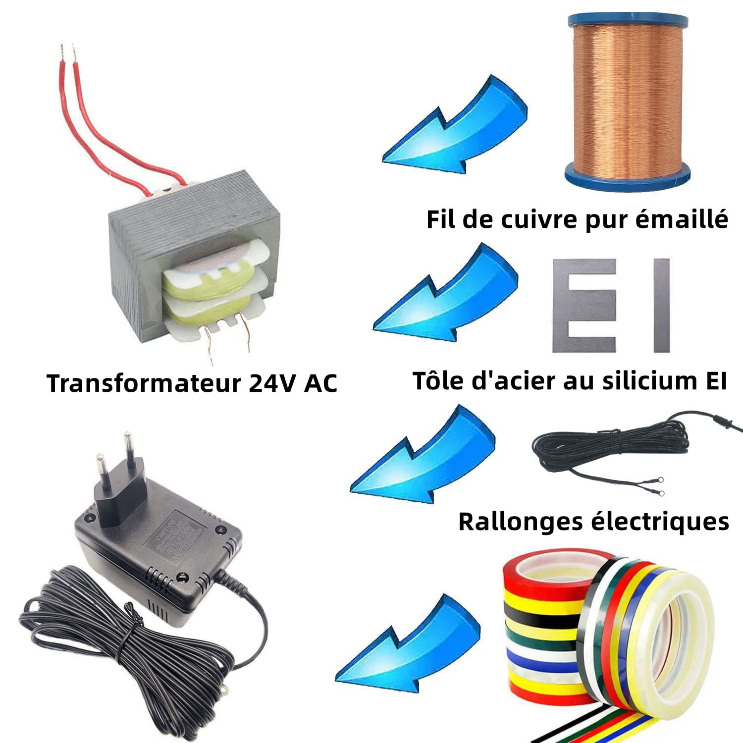 Transformateur d'alimentation pour sonnette, adaptateur 24V 500MA pour sonnette vidéo, convient à ring, Arlo, Nest, Eufy et la plupart des autres sonnettes vidéo (câble d'extension 5M Noir)