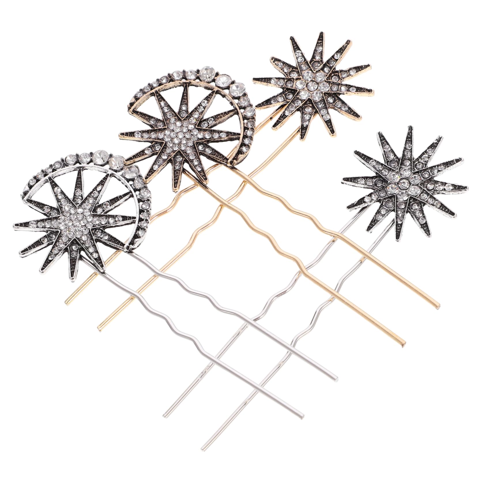 Healeved 16piezas Horquillas De Pelo Para Mujeres y Niñas Diseño De Estrellas y Rhinestones Accesorios Elegantes Para Ceremonias y Bodas Antiguo