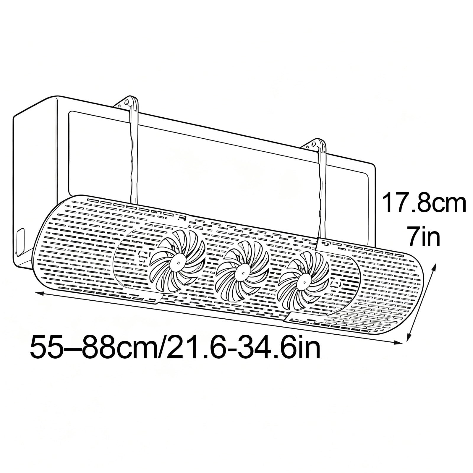 Deflettore Climatizzatore con 3 Ventole, Barriera Condizionatore Regolabile 55-88cm, Rotazione a 180°, Anti Getto Diretto(Clear)