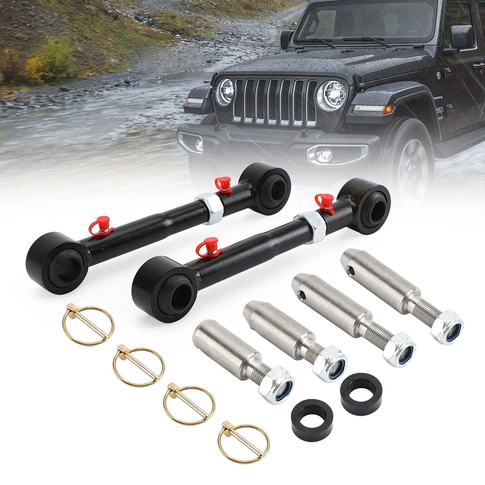 Topteng Front Sway Bar Links Disconnect Adatto per Jeep Wrangler JK JL 2.5-6”Lift 2007-2021