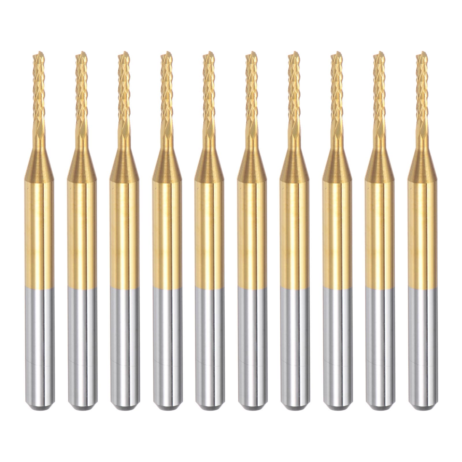 QUARKZMAN 10pz 1,3mm Fresa Carburo Titanio con Rivestimento Fresa Incisione Punte Router CNC per Macchina PCB, Attacco da 1/8"