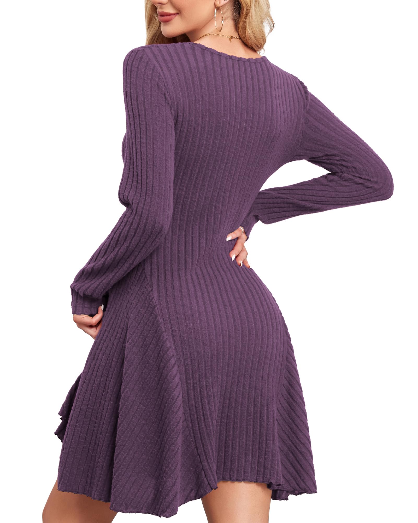 SENBATU Robe tricotée Femmes Automne élégant Pullover Robe Manches Longues col en V vêtements d'hiver