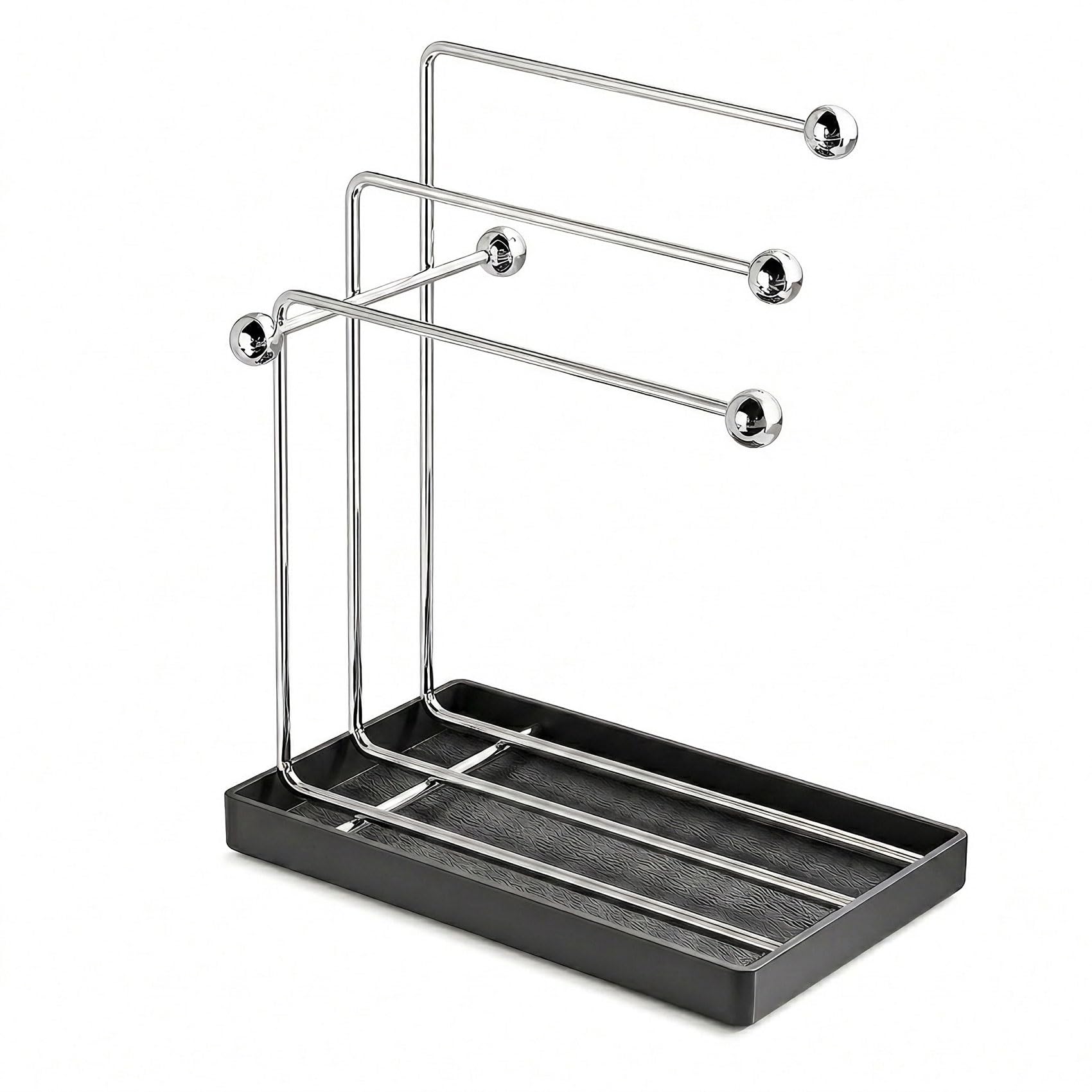 Free-Standing Towel Bar, 3-Tier Towel Storage with Shelf, Rustproof SUS304 Stainless Steel Towel Rack, Suitable for Bathroom Accessories, Kitchen, Hand Washing Station