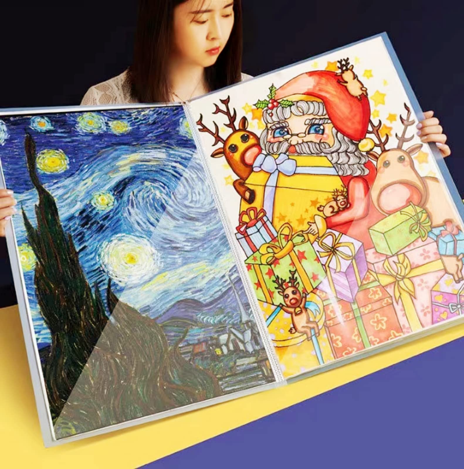 Diamond Painting Album peinture Classeur A2 pour diamants, 30 poches transparentes, 60 x 42 cm ou plus petit