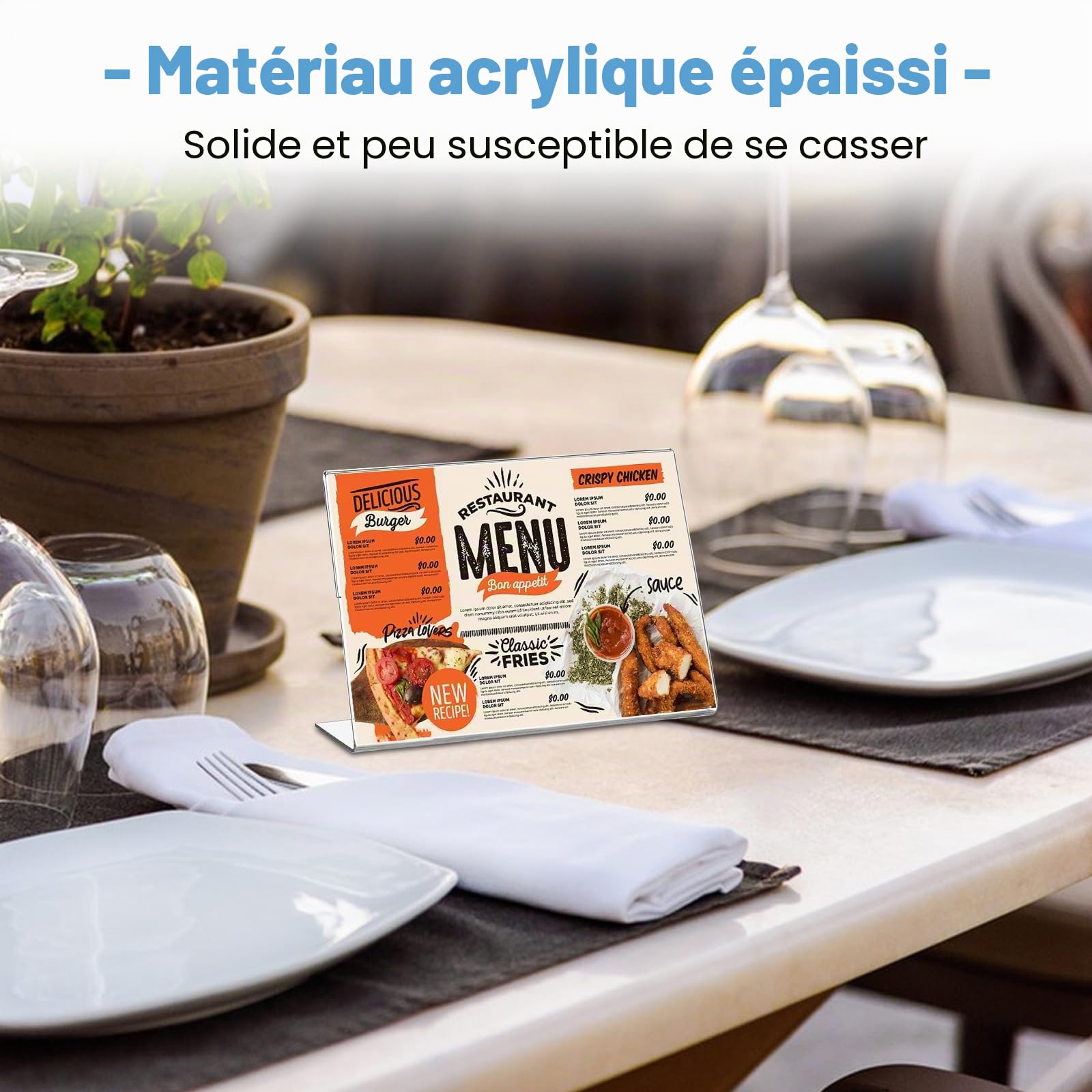 JMIATRY Lot de 12 supports en acrylique Format DIN A6 en forme de L, supports de table A4 en acrylique pour présentoirs de comptoir, restaurant, bureau, présentoirs publicitaires - 100x150 mm