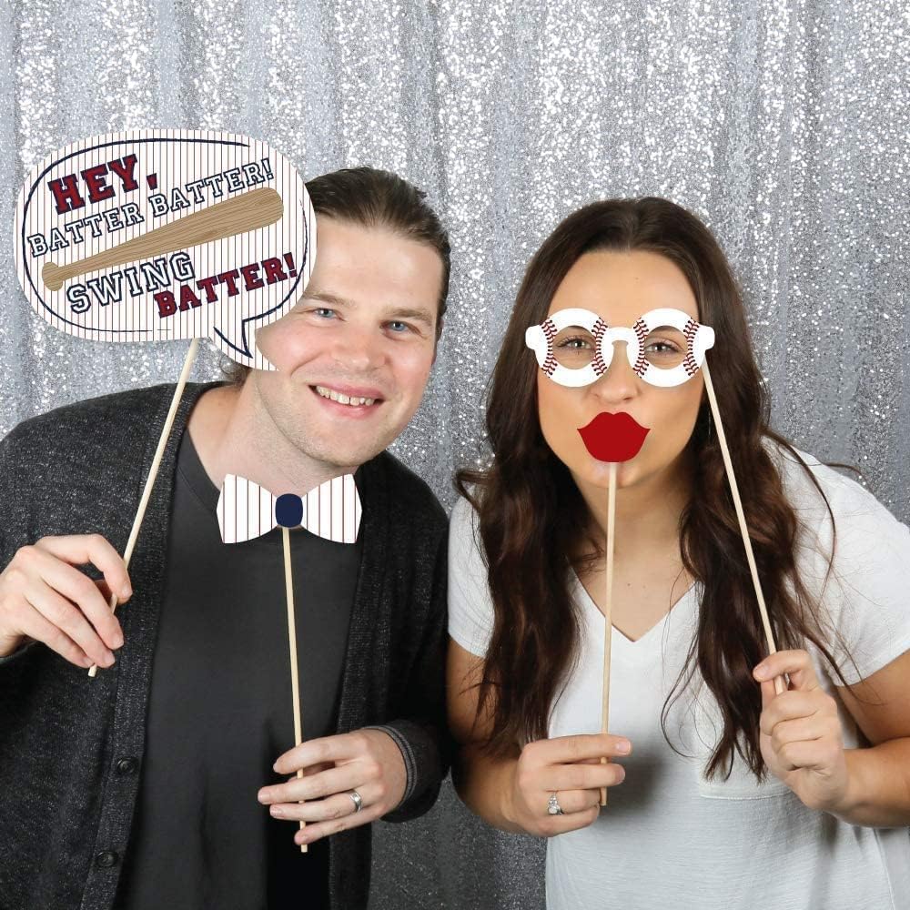 Big Dot of Happiness Batter Up - Baseball - Baby Shower or Birthday Party DIY Photo Booth Decor and Accessories - 30 Photo Props with Photo Booth Sign Party Virtual Bundle
