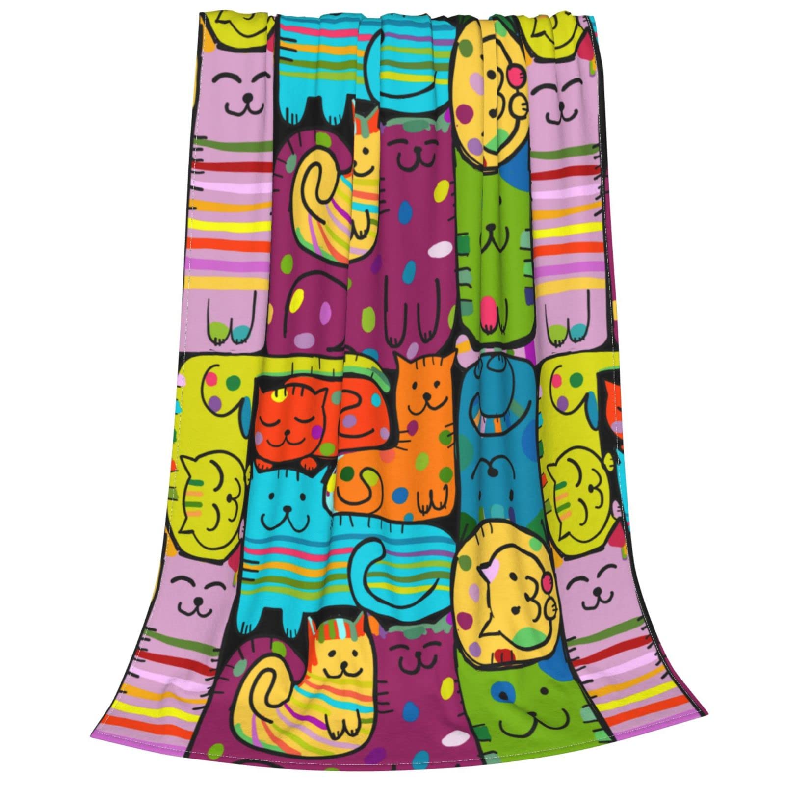 Divertente coperta con gatti per letto, divano, coperta in pile leggera, morbida e accogliente, 127 x 101,6 cm