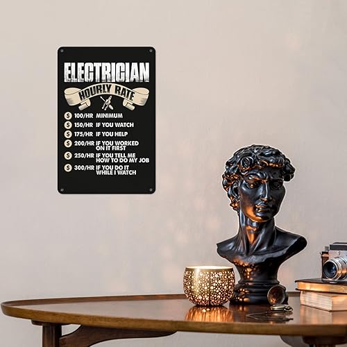 Miniatura 3 de Placa de pared de metal personalizable con tarifa horaria para electricista, para decoración del hogar, póster de 12 x 8 pulgadas