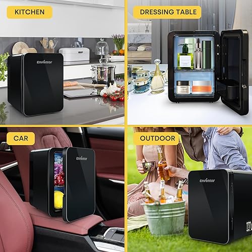 Miniatura 7 de Enventor Mini Fridge, 4 L 6 Can Mini Fridges for Bedrooms, AC+12V DC Power Cooler and Warmer, Portable Small Refrigerators Skincare Fridge for