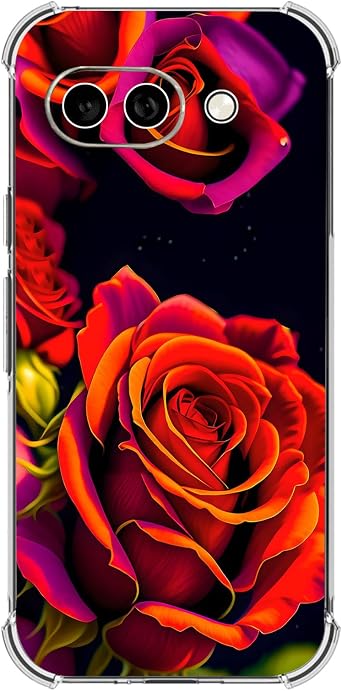 Case for Pixel 9a,Beautiful Rose Drop Protection Shockproof Case TPU Full Body Protective Scratch-Resistant Cover for Google Pixel 9a