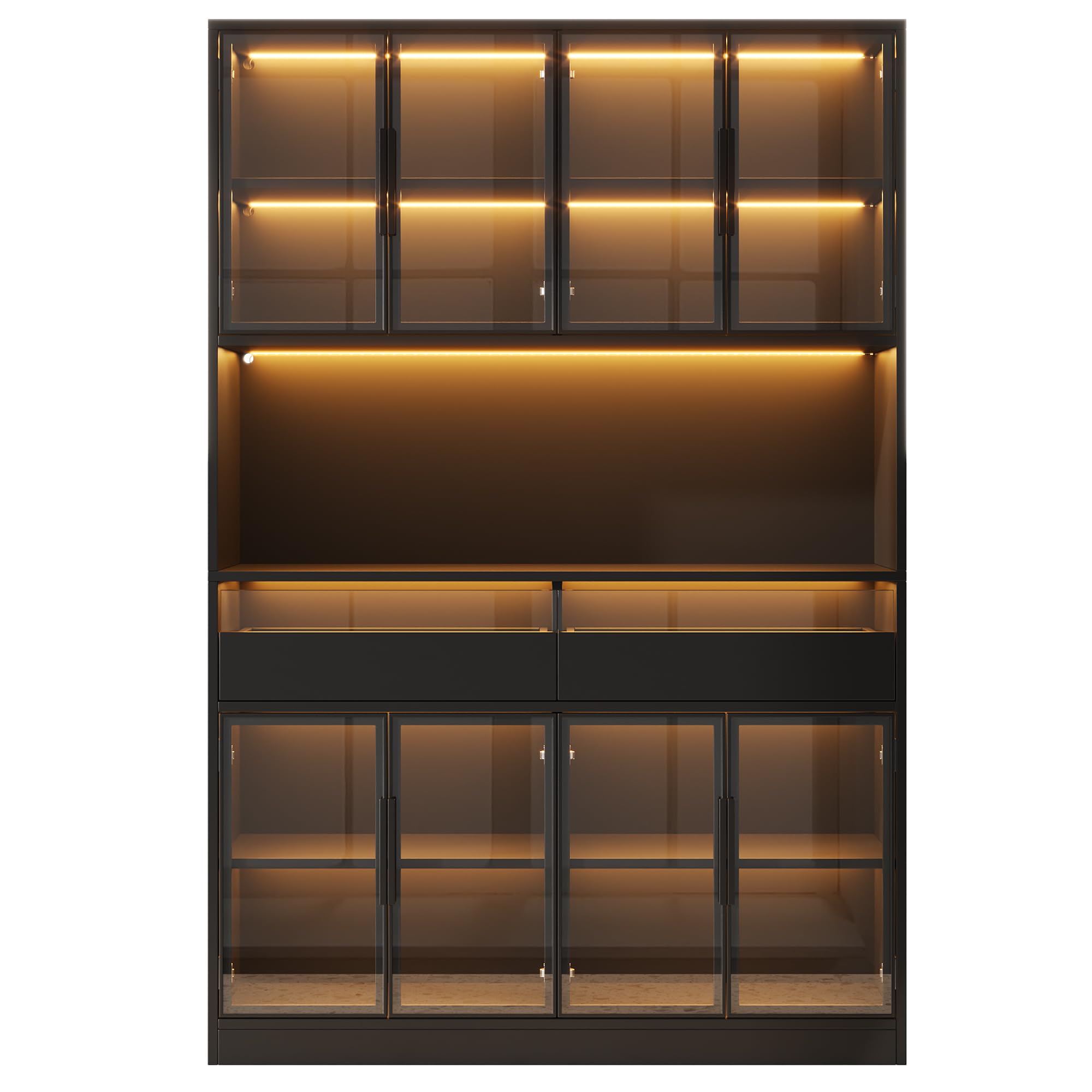 Dolamaní Witryna szklana 120 x 40 x 180 cm do salonu biura, czarna