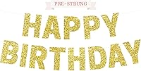 Vista 12 de Perfect Occasion - Pancarta de feliz cumpleaños preencordada - Sin bricolaje - Pancarta de papel con purpurina dorada para fiesta de cumpleaños