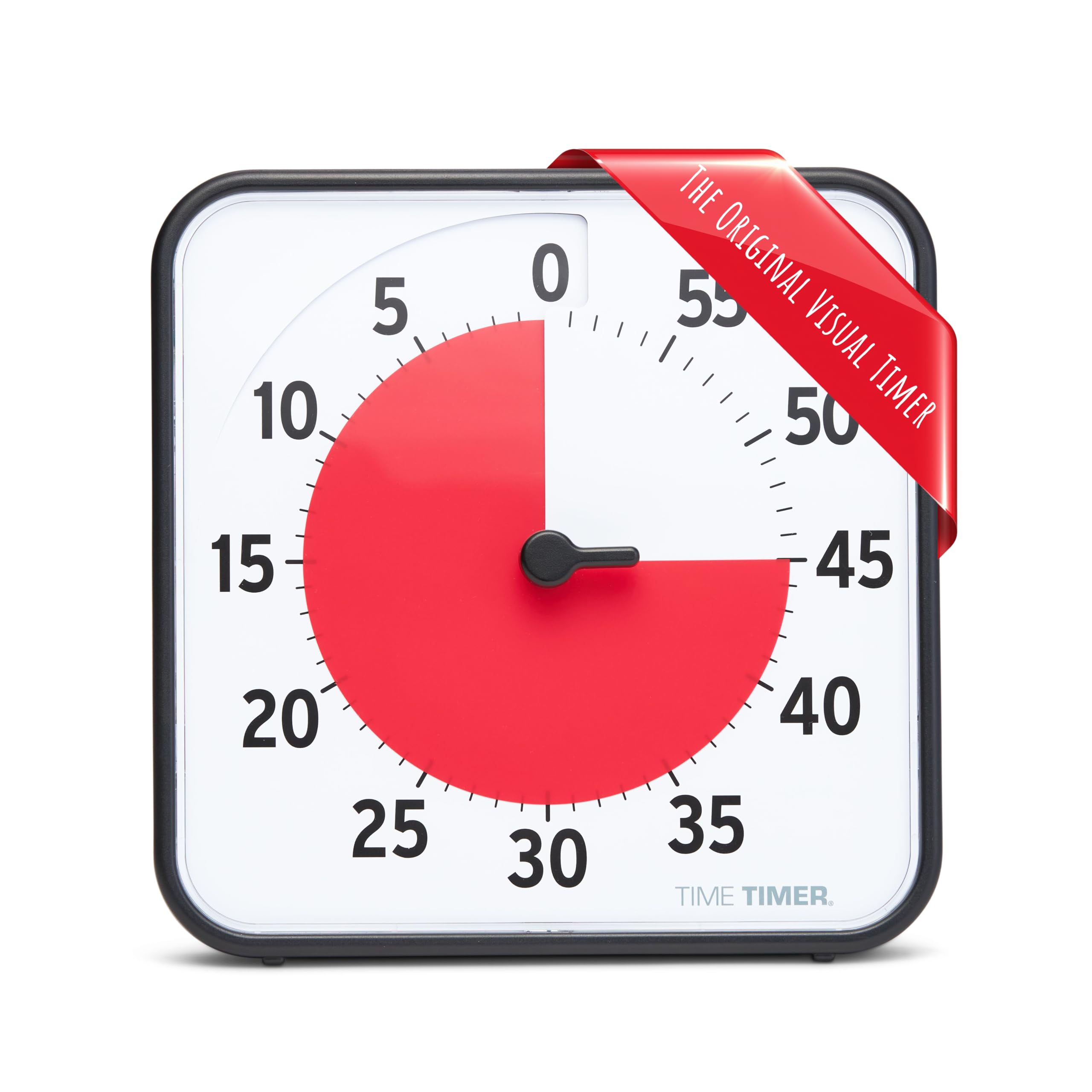 TIME TIMER ORİJİNAL Medium 19x19cm - 60 Dakika Görsel Analog Zamanlayıcı Saat - İsteğe Bağlı Akustik Alarm (Ses Kontrolü) Yüksek Sesli Tıklama Yok; Zaman Yönetimi Cihazı (Siyah)