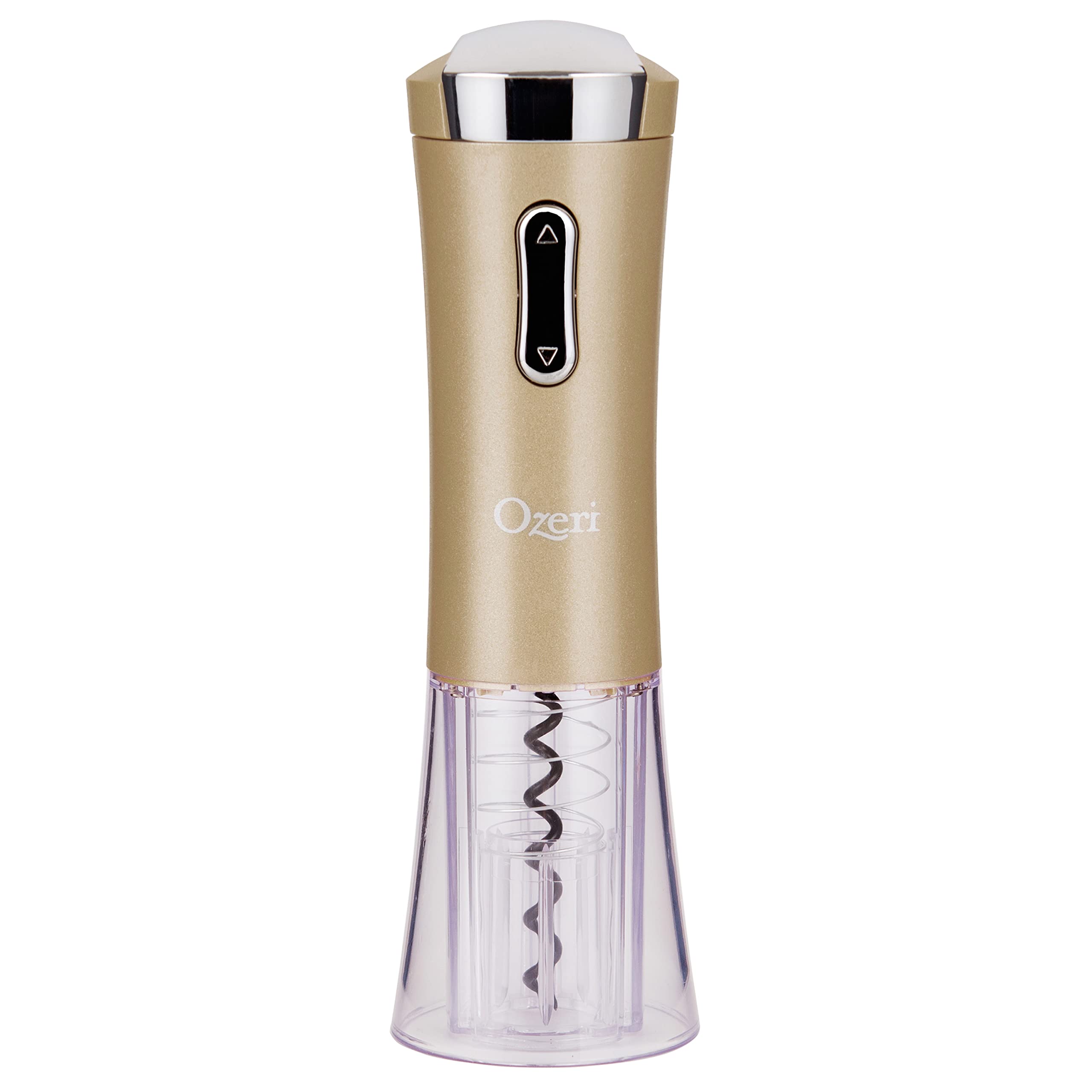 Ozeri Nouveaux II - Abridor de vino eléctrico con cortador de aluminio, vertedor de vino y tapón