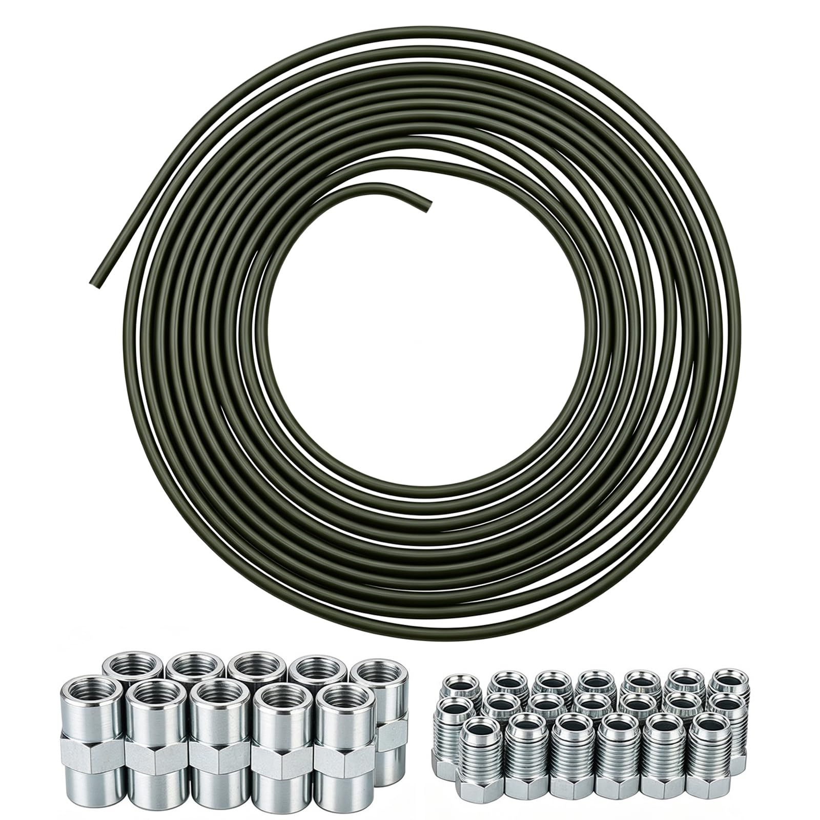 5 m Bremsleitung Set, 3/16 Zoll Bremsleitungssatz Ø 4,75mm 20 Schrauben und 10 Verbinder für Bördelgerät