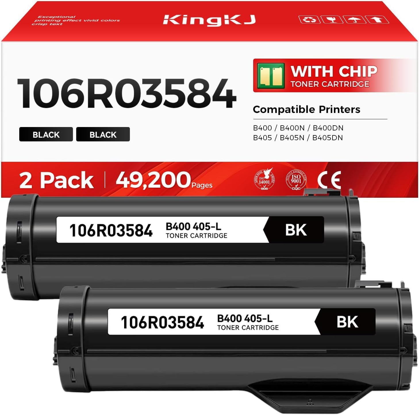 VersaLink B400 B405 106R03584 Black Toner Cartridge 2-Pack Replacement for Xerox 106R03580 106R03582 Toner Compatible with Xerox VersaLink B400 B400N B400DN B405 B405N B405DN Laser Printer Ink Copier