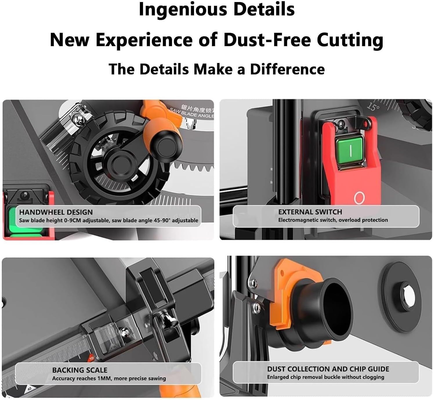 8.5in compound Miter Saw,With Saw Tooth Adjustment Handle,Maximum Cutting Depth 6cm