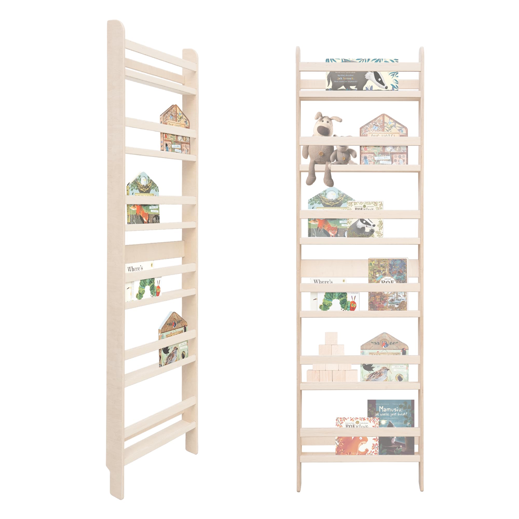 MAMOI® Kinderbücherregal aus Holzwerkstoff – Bücherkiste, Kinderbücherregal, Bücherregal für Kinderzimmer, Bücherbank, Wandregal, Montessori Kindermöbel