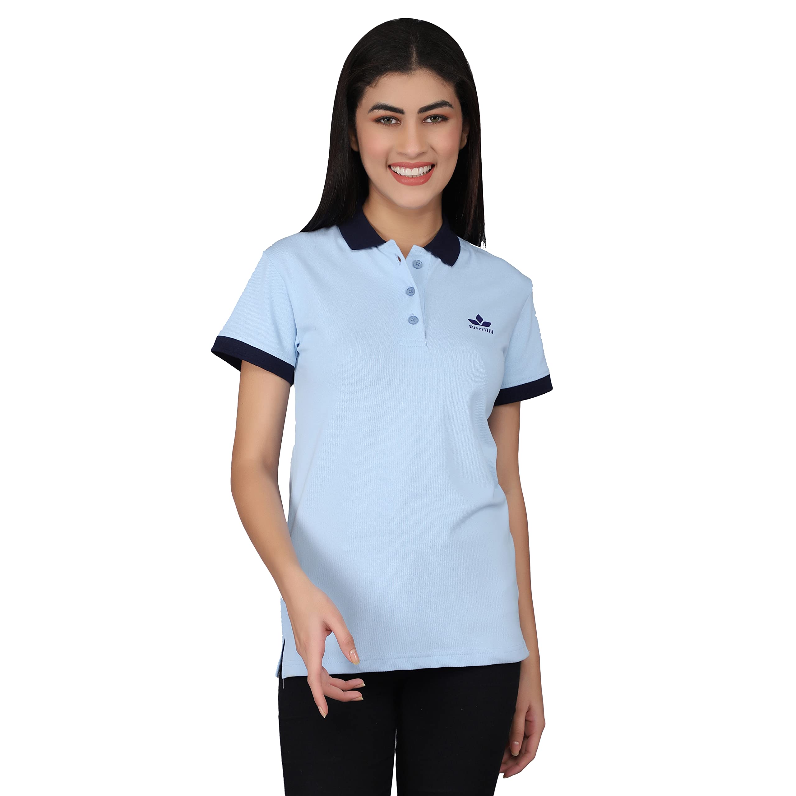 riverhill Women's Polo Neck Pure Cotton T-Shirt-picture-22
