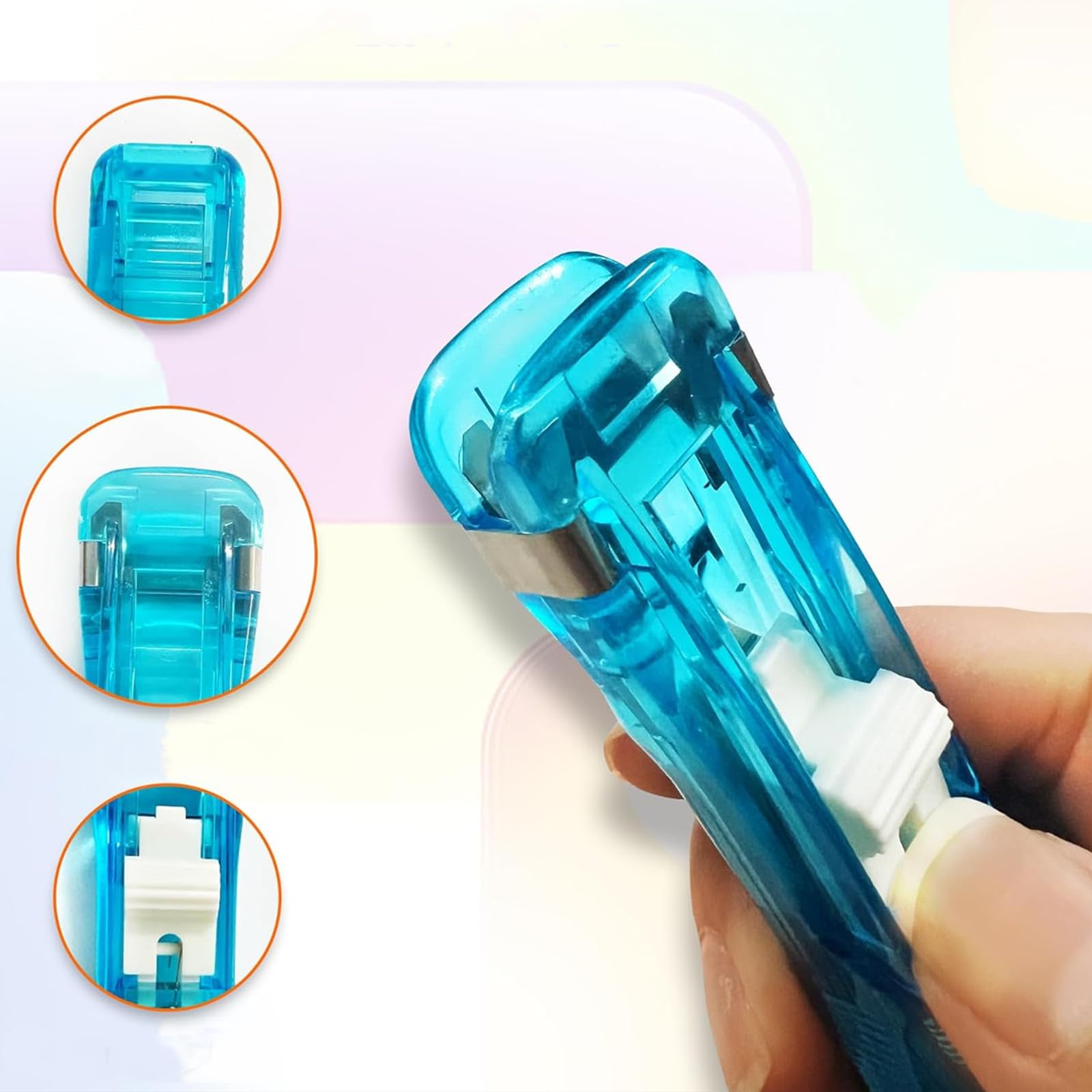 RUIENGCOMM 102Pcs Clam Clip Dispensers with 100 Stainless Steel Metal Refill Clips Multifunctional Lightweight Practical Handheld Paper Clam Clip Dispenser Suitable for Office Home School Supplies - Image 3
