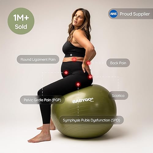 Miniatura 3 de BABYGO Pelota de Parto – Juego de pelota y libro de yoga para embarazo, trabajo de parto y ejercicio con enfoque en trimestres, fisioterapia