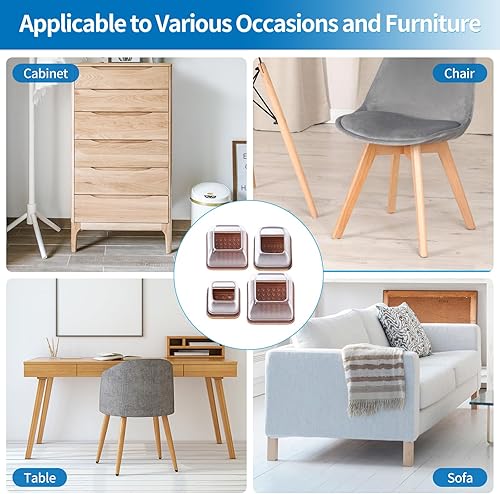 Miniatura 6 de 32 protectores de suelo de silicona transparente para patas de silla, protectores de suelo para silla, almohadillas de fieltro para muebles, fundas