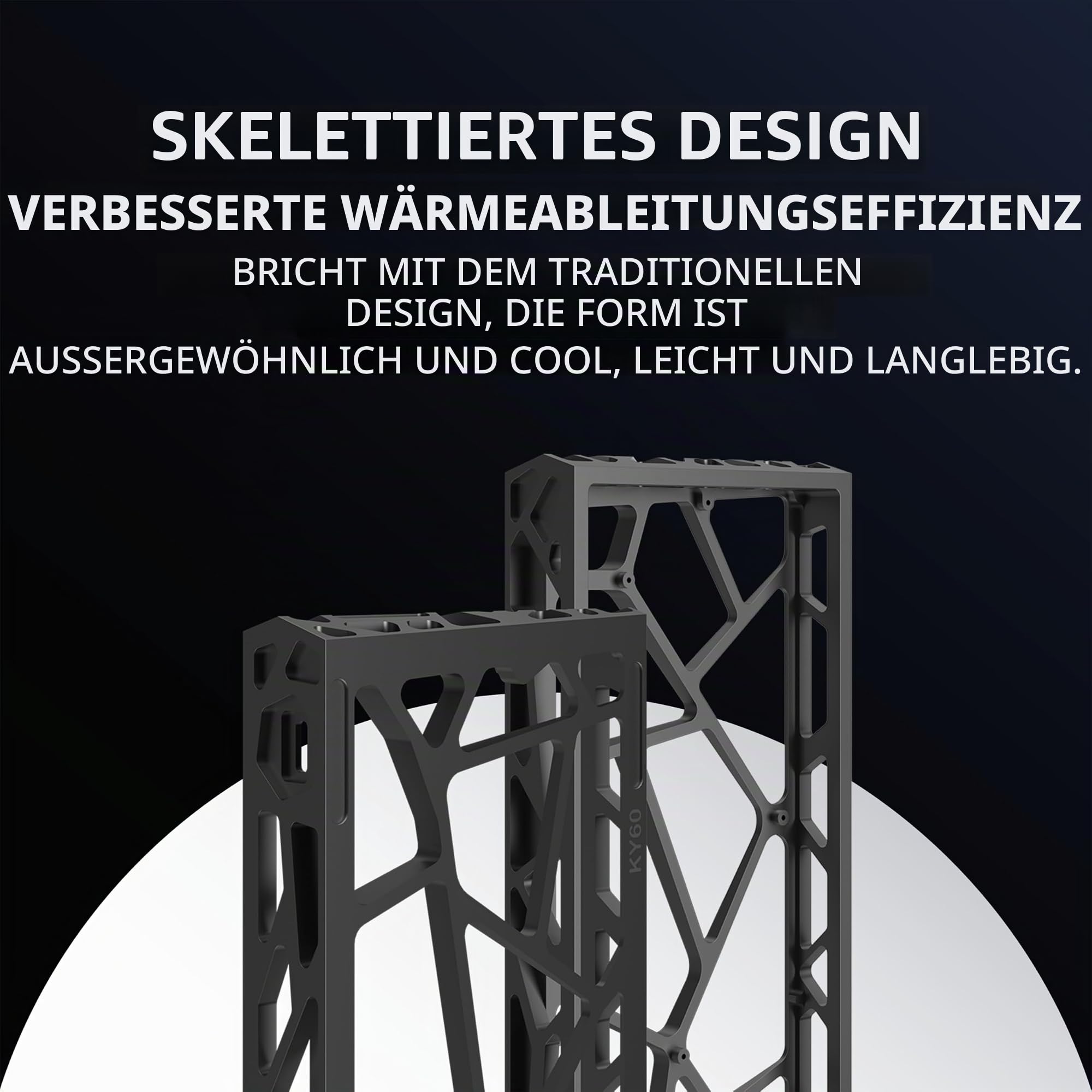kutethy KY60 Tastaturgehäuse aus Aluminium, 60% mechanische Tastaturschale, benutzerdefinierte Tastatur, Barebones, kompatibel mit Wooting60, Mad60, Win60, GH60, 60HE, Schwarz