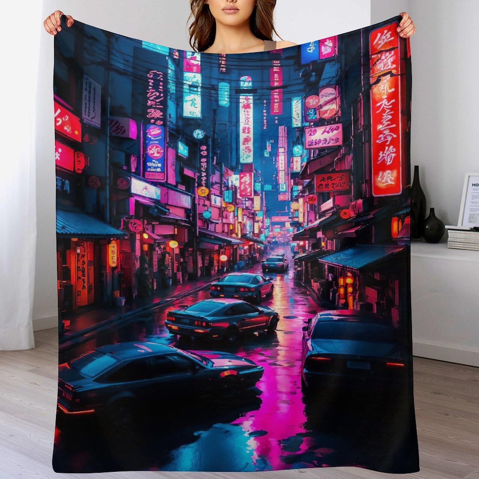 Manta japonesa para sofá transpirable colcha premium de franela suave cuatro estaciones