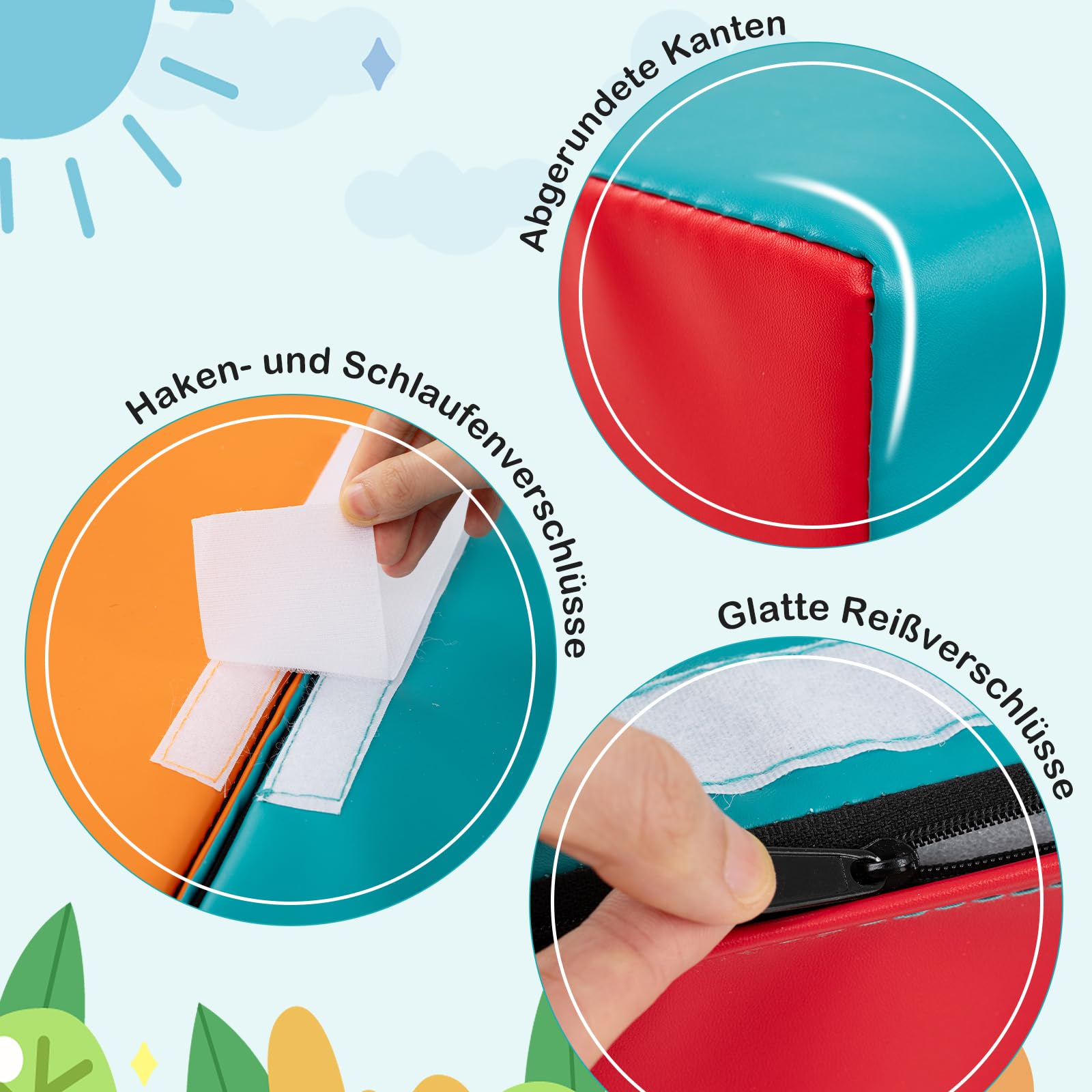 COSTWAY 10 teilige Schaumstoff Bausteine, Softbausteine für Baby zum Krabbeln, Klettern & Rutschen, Riesenbausteine aus PU & Schaumstoff, Großbausteine XXL Indoor für Kleinkinder ab 1 Jahr (Grün)