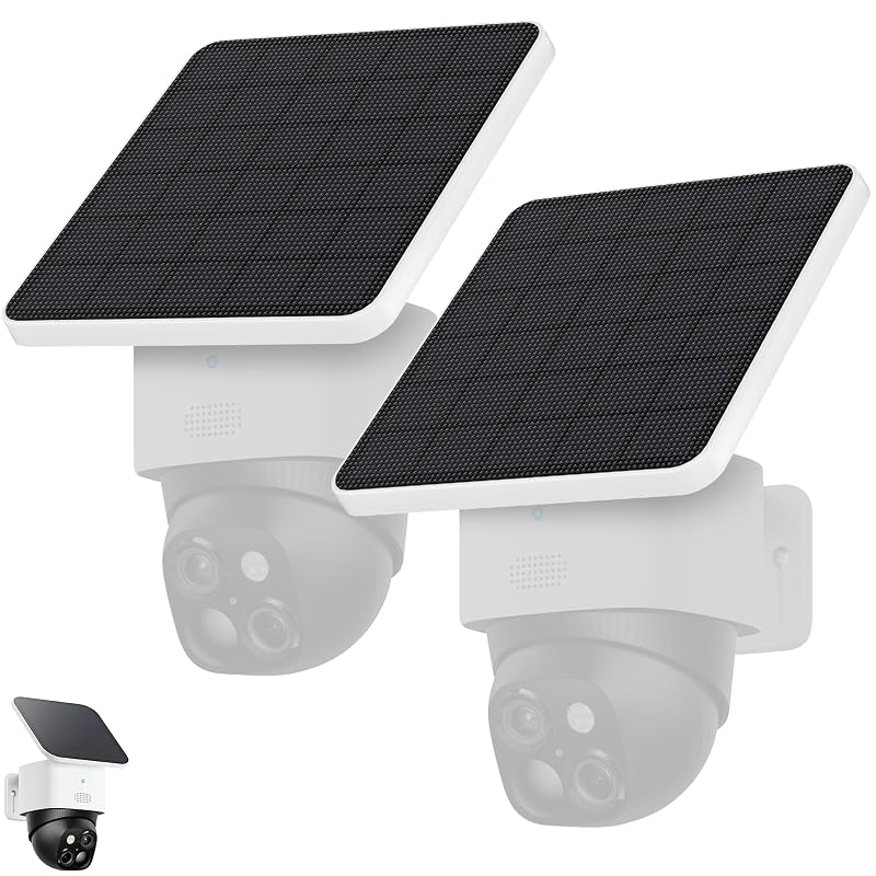 Kit com 2 Painéis Solares de 4 W para eufy Security SoloCam S340 Uogw, Cabo USB de 91,4 cm, Branco