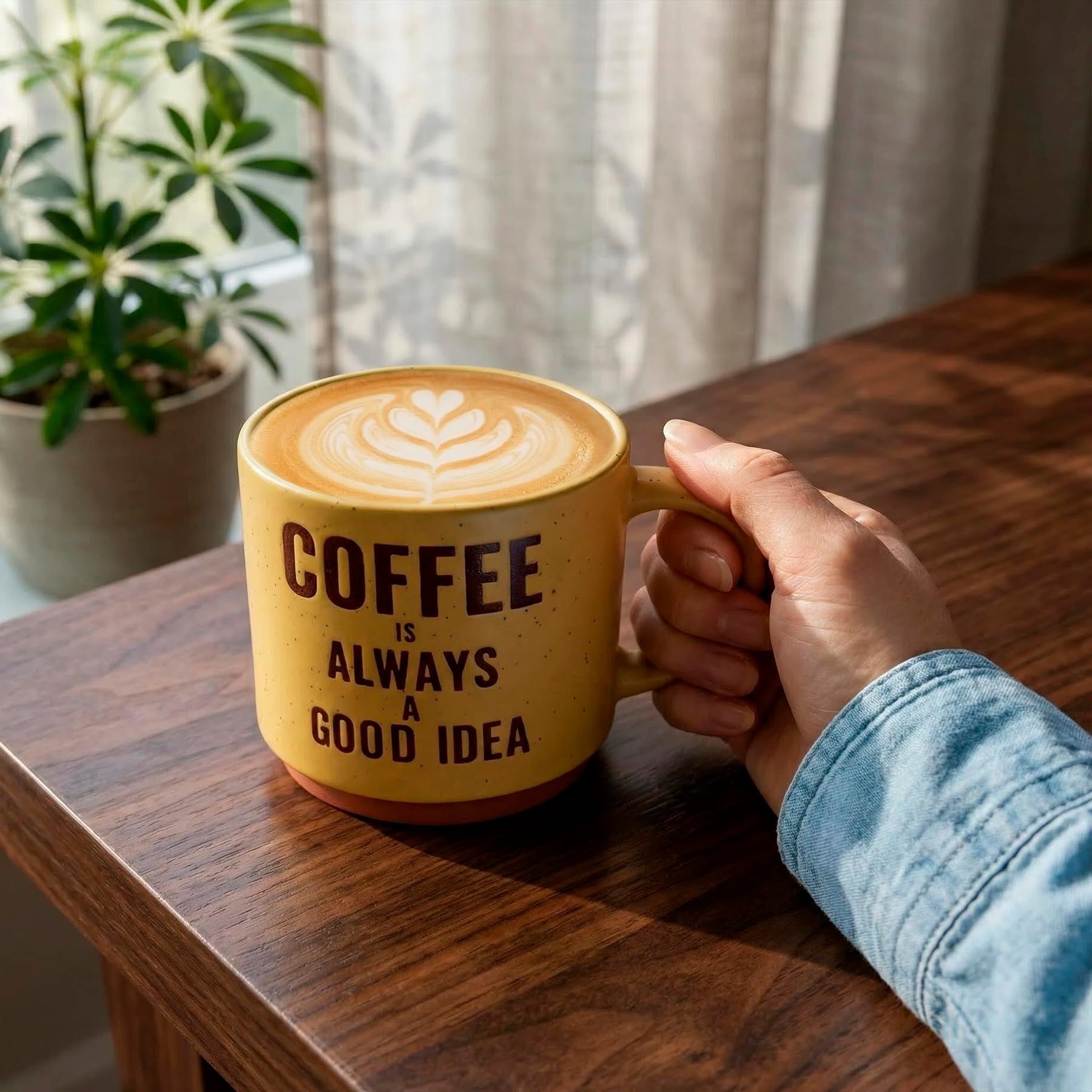 Set de 6 Tazas de Café de Cerámica con Frases Divertidas – Tazas Apilables para Espresso, Café con Leche o Americano – Aptas para Microondas y Lavavajillas – Caja Regalo con 6 x (Lungo / Con Leche) — view 7