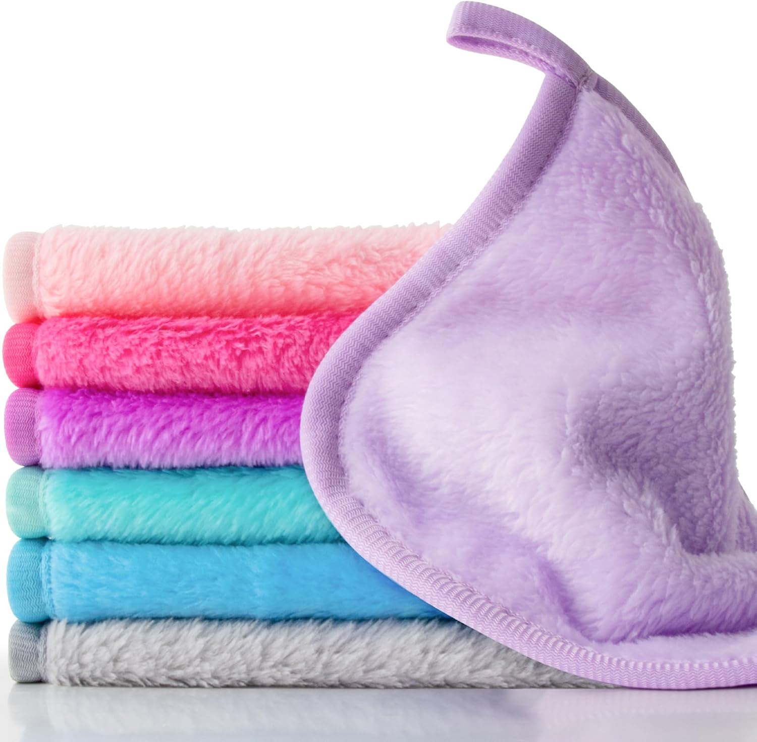 Sukh – 8 Pieces Microfiber Makeup Cloths for Facial Cleansing, 6 x 6 Inches Reusable for All Skin Types, Soft Facial Cleansing Cloths for Women