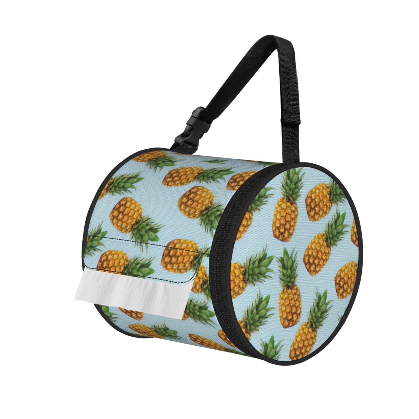 Pineapple.] Print Cylindrical Tissue Holder Bathroom Car Home Office Kitchen Decor Versatile