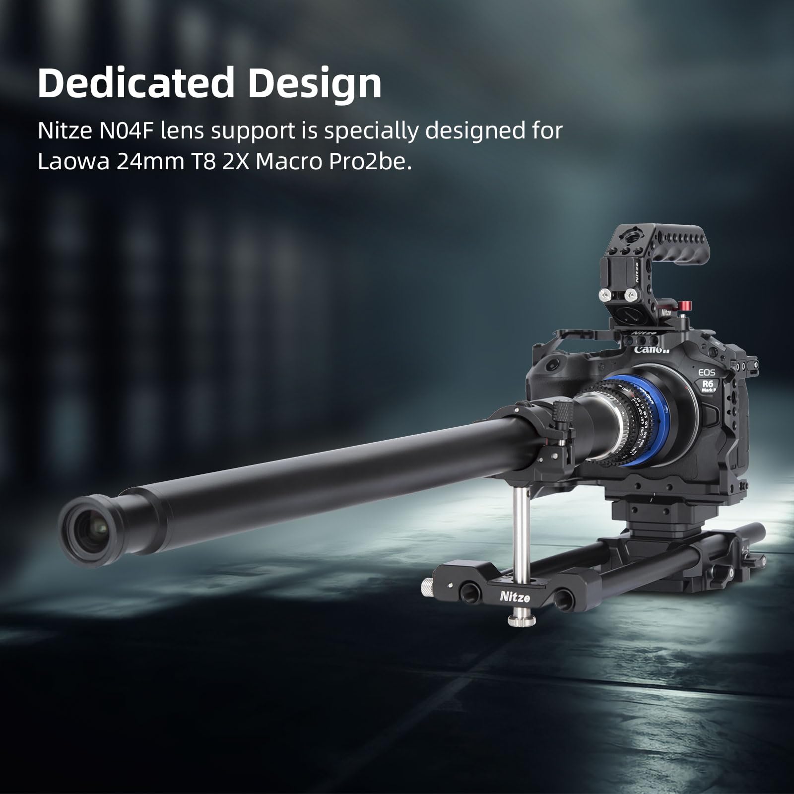 Nitze 15mm Lens Support, Supporto per Obiettivo Laowa 24 mm T8 2X Macro Pro2be - N04F