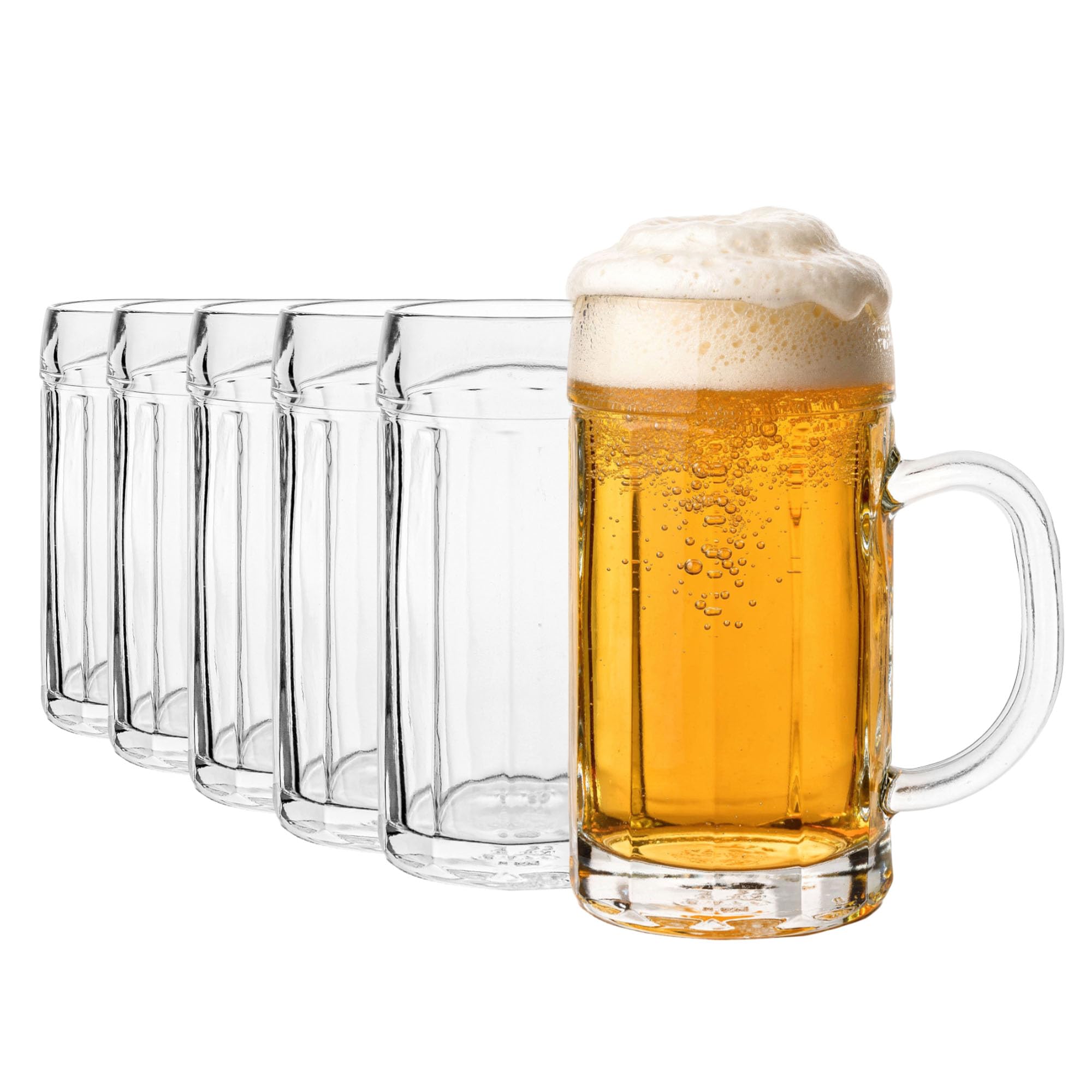 Oberglas Eckenmaßkrug Maßkrug Soda-Lime-Glas 1 l, 6er-Set