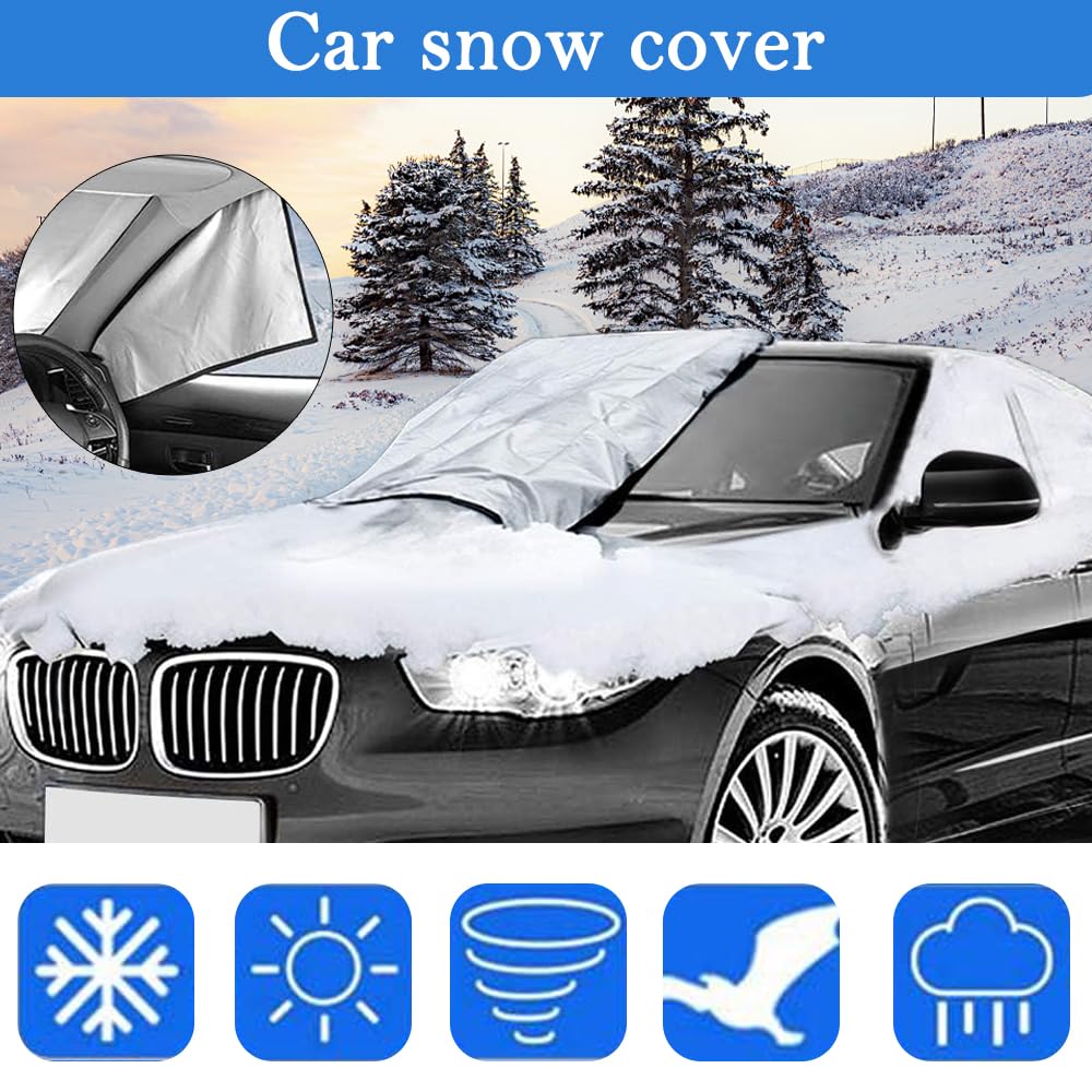 Copri Parabrezza Auto Antigelo con Magnete 206x116cm Protezione Neve Gelo Ghiaccio Anti UV Polvere