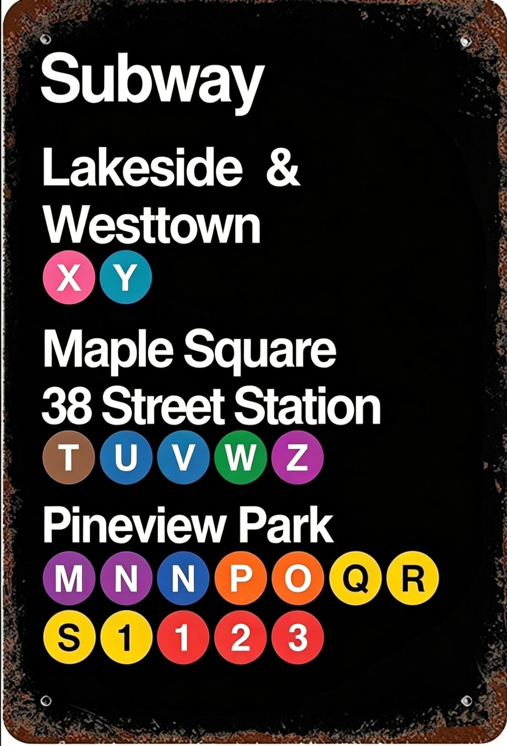 Liantsh 7 Vintage Subway Station Metal Tin Sign, 8X12 Inch Retro Metro Line Wall Art Decor, Rustic Industrial Plaque For Man Cave, Bar, Cafe, Hallway, Home Decor, Gift For Urban Transit Enthusiasts