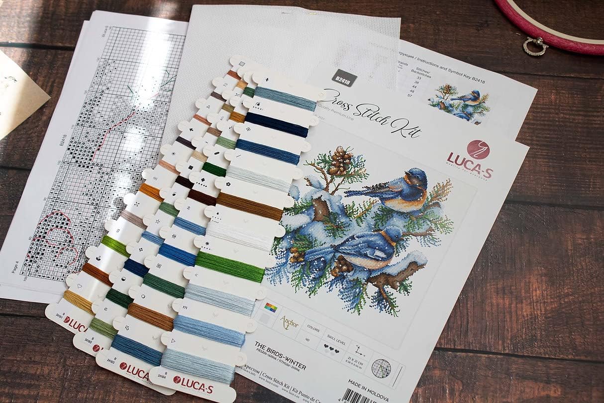 Luca-S DIY Cross Stitch Kit - The Birds-Winter, B2418, Counted Cross Stitch Kit for Adults, Needlecraft and Embroidery Kit