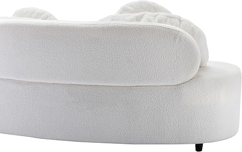 Miniatura 9 de Quarte Sofá moderno de sala de estar, sofá tapizado de terciopelo de cordero con 3 almohadas largas decorativas y 3 almohadas redondas para sala de