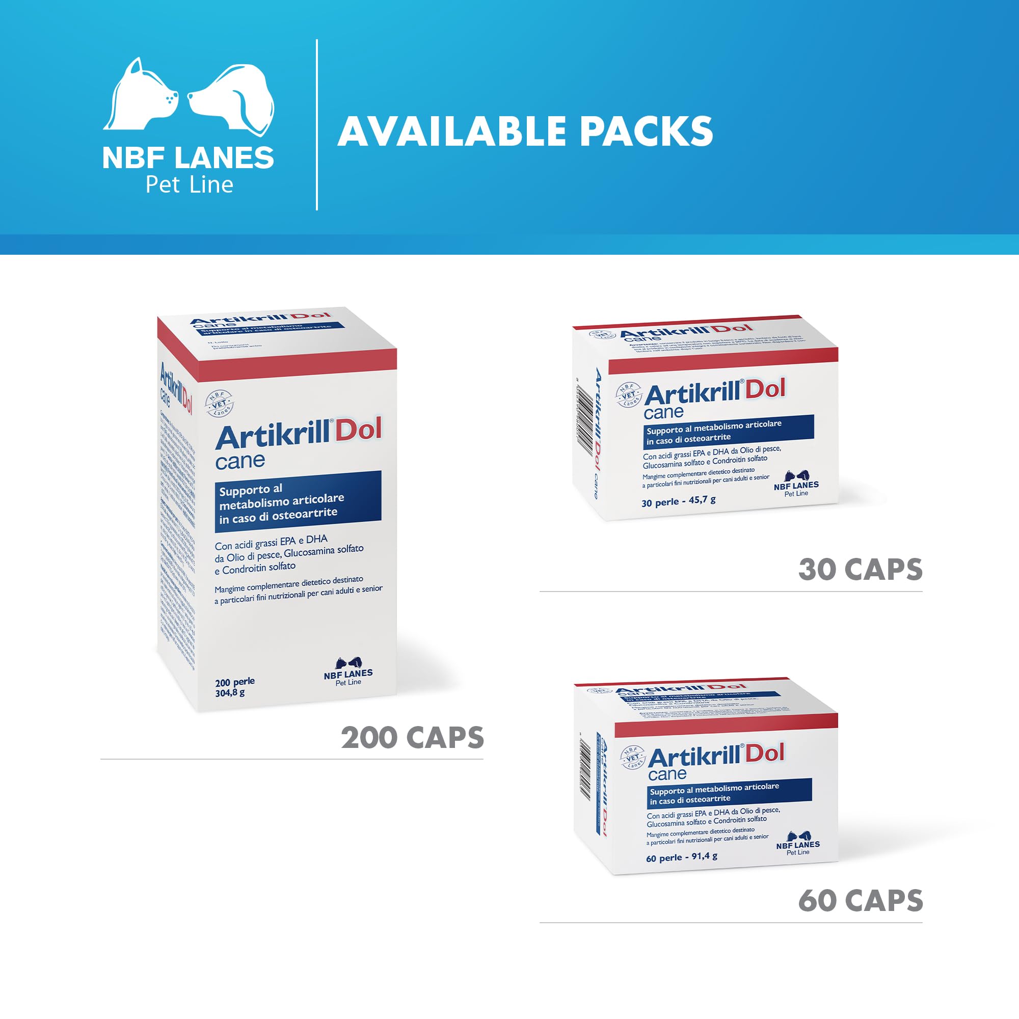 NBF Lanes | Artikrill Dol Perro, 200 Perlas apetecibles, Apoyo metabolismo Articular en Caso de osteoartritis del Perro Adulto y Senior