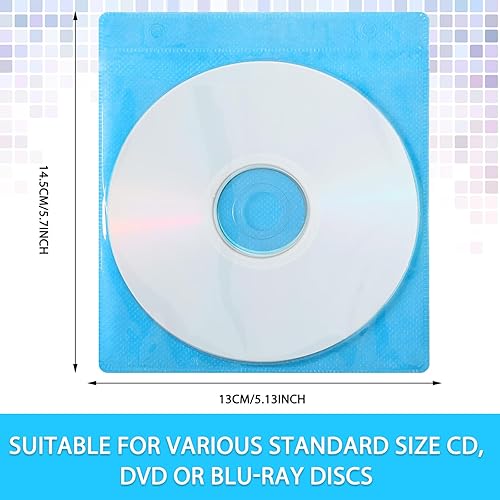Miniatura 3 de Harloon 200 fundas de disco de plástico de doble cara para carpetas de almacenamiento en blanco, soporte de disco para reemplazo de protección (azul)