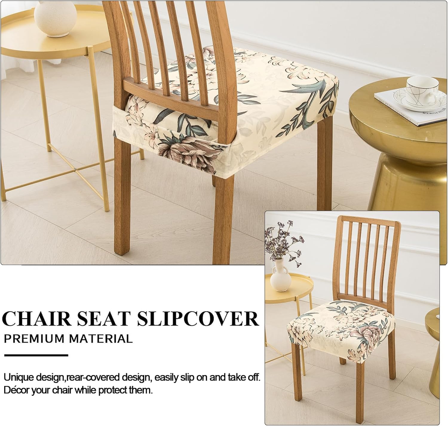 Eco-Ancheng Dining Chair Seat Covers Dining Chair Covers Set of 6, Jacquard Chair Seat Slipcover Removable Washable Seat Cover for Dining Chairs Dining Room Chair Cover Protector,12