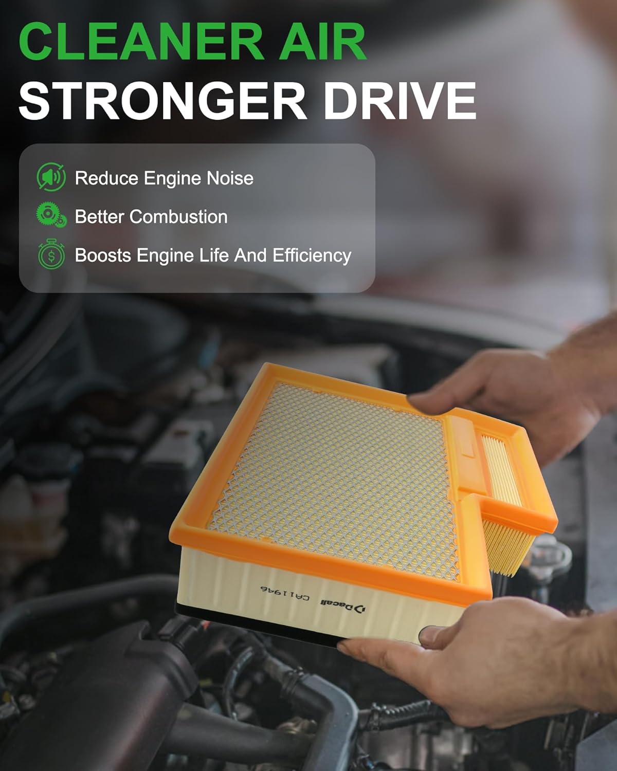 Activated Carbon Cabin & Engine Air Filter Set fit for Ford Transit 150/250/350, Transit 350 HD 3.2L/3.5L/3.7L, Replacemnet BK2Z19N619A CA11946