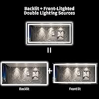 Vista 6 de LOAAO Espejo de baño LED de 84 x 40 pulgadas con luces, antiniebla, regulable, retroiluminado + iluminado frontal, espejo de tocador de baño