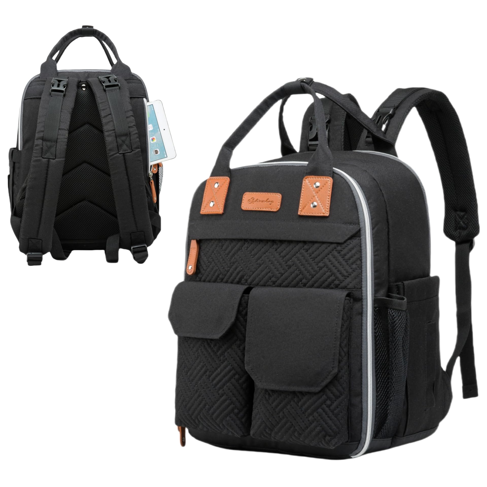 cutblajat Diaper Bag Backpack with Large Capacity and Waterproof Polyester Fiber Fabric (Green)