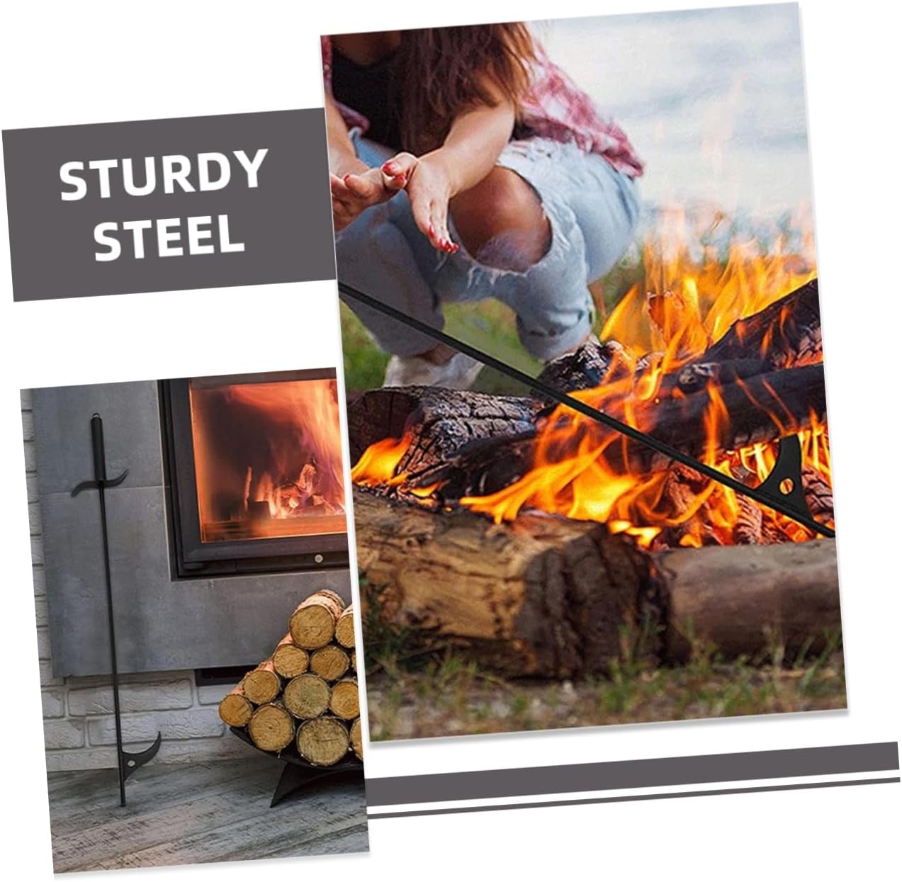Steel Tool for Fireplace Fire Pit Handle Lightweight Portable Barbecue Accessory for Use