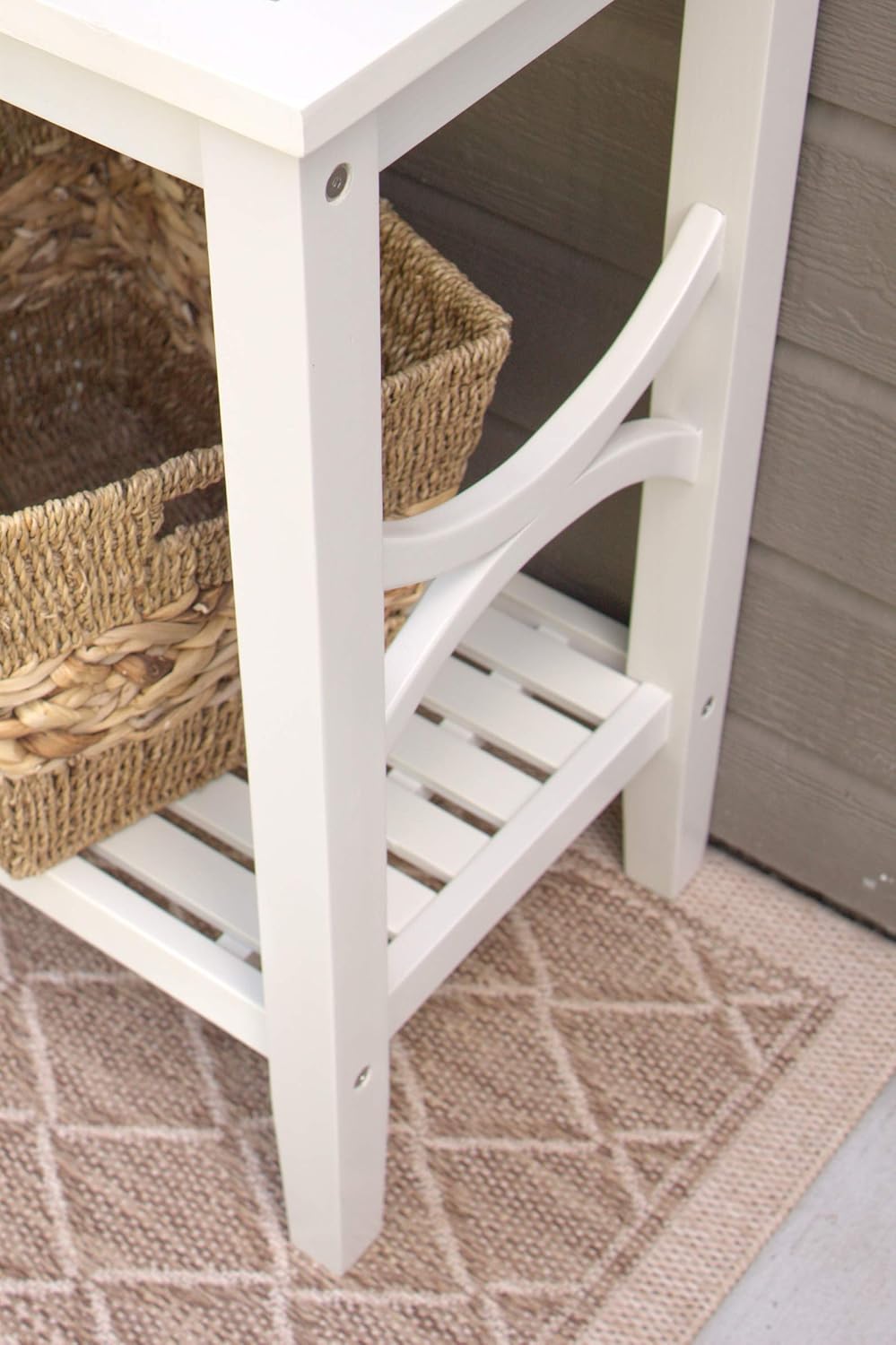Pebble Lane Living Outdoor & Indoor Patio Console Serving Bar Table with Lower Shelf, Solid Wood, Light Gray, 47" L x 16" W x 30" H